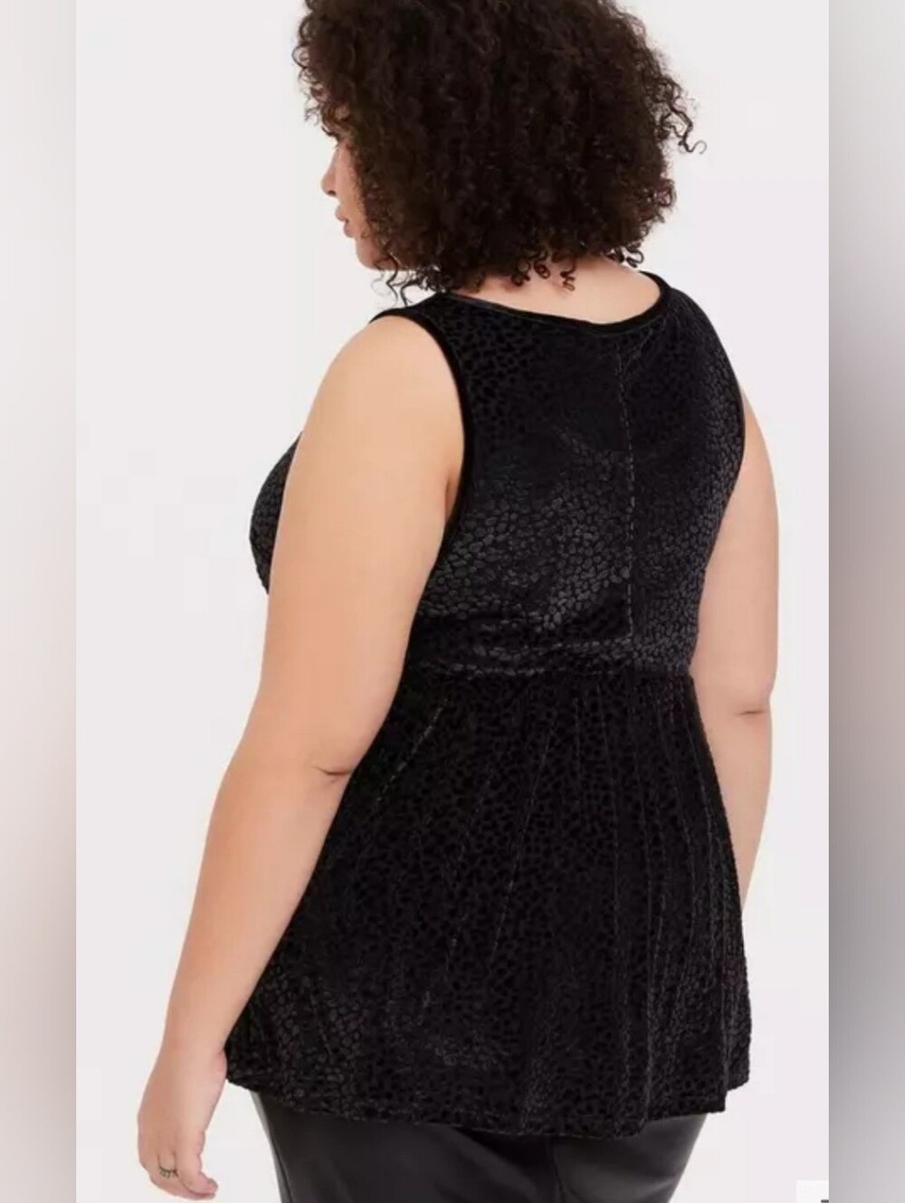 Velvet Burnout Peplum Top - Picture 2 of 7
